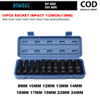 Kunci Shock Set 10 pcs 1/2 inch Mata Sok Impact Wrench 8 - 24mm