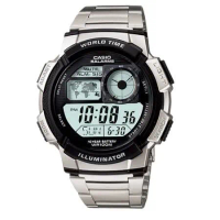 CASIO 卡西歐 電子錶 不銹鋼錶帶 LED照明 防水100米 碼錶  AE-1000WD-1A