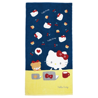 小禮堂 Hello Kitty 棉質浴巾 70x140cm (藍黃桌前小熊款)