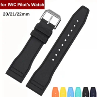 Fluoro Rubber Strap FKM Watch Band for IWC Pilot's Watch IW388114 IW388110 IW388306 Stainless Steel Buckle Men 20mm 21mm 22mm