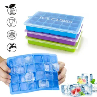 24 Grids Silicone Ice Cube Tray Molds Square Shape Ice Cube Maker Fruit Popsicle Ice Cream Mold for Wine Bar Drinking Dropship