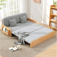 免運 沙發床 實木沙發床一體客廳兩用多功能小戶型折疊床懶人可伸縮布藝小沙發-快速出貨
