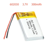 3.7V 300mAh 602030 Polymer Lithium ion rechargeable Battery for toys, LED lights, Bluetooth speakers,Smartwatches, Toy guns