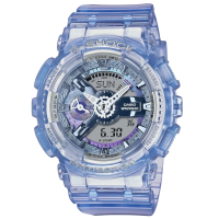 CASIO卡西歐 G-SHOCK 未來科幻 虛擬世界雙顯錶款 半透明藍 GMA-S110VW-6A_45.9mm
