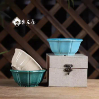 Colorful Glaze Flower Shape Bonsai Pot Vase Chinese Vase Plant Garden Decoration