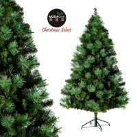 摩達客耶誕-6呎/6尺(180cm)PVC+ 松針深淺綠擬真混合葉聖誕樹 裸樹(不含飾品不含燈)
