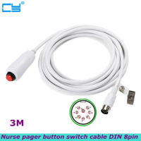 3m The best quality DIN 8pin Nurse Emergency Call Interface Button Switch Wire Telephone Plug Cable With Bedsheet Clip
