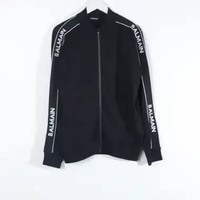 Jaket BALMAIN BAND TAPE TEXT SHOULDER WHITE BLACK ZIP JACKET 100% ORIGINAL S