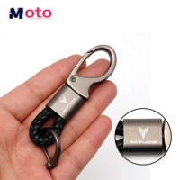 2023 New Motorcycle Accessories Hand Woven Leather Keychain Metal Keyring For Yamaha MT03 MT 03 2016 2017 2018 2019 2020 2021