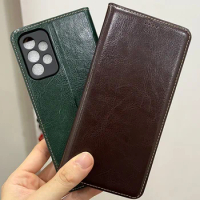 Magnet Genuine Leather Skin Flip Wallet Book Phone Case Cover On For Samsung Galaxy A33 A53 A73 A34 A54 5G A 33 53 73 128/256 GB