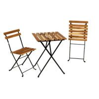 3 Piece Patio Set of Foldable Patio Table and Chairs