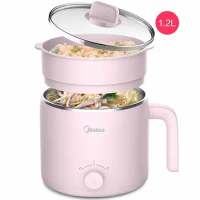 220V 1.2L Electric Hot Pot Mini Stainless Steel Inner 2 Layers Household Cooking Machine Portable Multi Cooker With Steamer