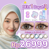 【COD】BELI 1 depat 3 UYAAI Softlens Lensa Kontak Minus 0-6.00 14mm-14.5mm 1 Pasang softlens +1 Lens c