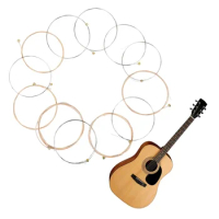 12Pcs Folk Guitar Phosphor Bronze String 12-string Acoustic Guitar Strings Replacement for Beginners Performers Durable