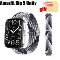 3in1 For Amazfit Bip 5 Unity Smart Watch Strap Women men Band Nylon Belt Adjustable Soft Wristband Screen protector film