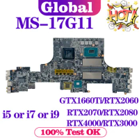 KEFU Mainboard For MSI MS-17G11 MS-17G1 Laptop Motherboard i5 i7 9th Gen GTX1660Ti RTX2060 RTX2070 RTX2080 RTX3000 RTX4000