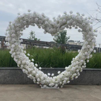 Custom 3D Silk Ivory White Rose Flowers Wall Wedding Decor Artificial Flowers 2mx2m