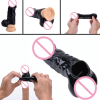 Reusable Realistic Penis Sleeve Silicone Cock Extension Sleeve Penis Enlarger Delay Condoms for Men Dildo Enhancer Sex Toys 18