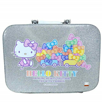 小禮堂 Hello Kitty 旅行硬殼手提化妝箱 (銀亮粉款)
