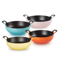【Le Creuset】琺瑯鑄鐵鍋巴蒂鍋24cm(加勒比海藍/雪紡粉/閃亮黃/火焰橘/燧石灰 多色選1)
