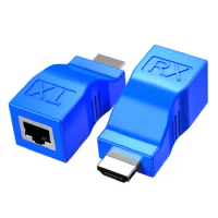 30m HDMI Extender(1 Pair TX+RX) HDMI to RJ45 Extension LAN Network CAT5e / 6 UTP LAN Ethernet Cable for 4k 1080p HDTV HDPC
