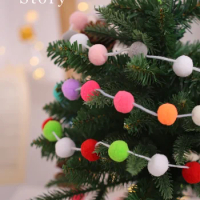 Christmas decorations children's gift colorful pommel string Christmas tree wreath DIY decorative props