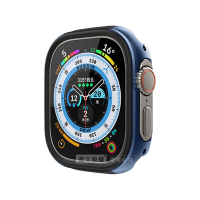 軍盾防撞 抗衝擊 Apple Watch Ultra 2/Ultra (49mm) 鋁合金雙料邊框保護殼(深海藍)