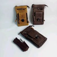 Tas pinggang HP Selempang Tas kecil kulit asli 100 % Pria