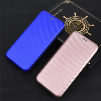 Luxury Carbon Fiber PC Leather Flip Case For Sharp Aquos Sense 3 Lite SH-RM12 Aquos R5G Built-In Mag