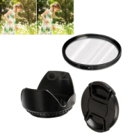 3in 1 set 58mm SLR camera UV Filter + Lens Hood + Lens Caps for FUJIFILM X-A3 A10 X-T20 T10 X M1 T2 T1 E1 E2 A1 A2