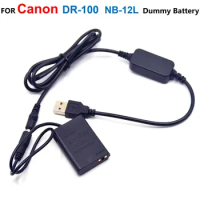 5V USB Power Cable Adapter+DR-100 DC Coupler NB-12L NB12L Fake Battery For Canon G1 X G1X Mark II N100 Camera