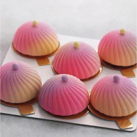 6 Cavities Spiral Silicone Mold Half Round Mousse Mould Buns Cake Mouler Christmas Decoration Tools Kitchen Accessories