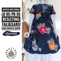 Daster ABG Sunan Mini Dress Batik Pekalongan Cap Cantik Adem Baju Dinas Charcoal