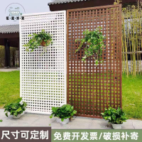 花架 陽台花架 戶外防腐木柵欄實木籬笆爬藤架庭院花園圍欄圍墻網格花架屏風隔斷特惠/免運 可開發票 全館折扣 m5417