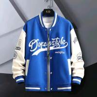 Varsity Jacket Korean Style Over Size S- 6XLFleece For Varsity Doreestyle Out Fit Jacket Biru Mix Pu