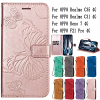Sunjolly Mobile Phone Cases Covers for OPPO Realme C35 C31 4G , Reno 7 4G , F21 Pro 4G Case Cover coque Flip Wallet
