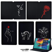 Tablet Case for Samsung Galaxy Tab A A6 7.0 10.1"/A 9.7 10.1 10.5 Inch/E 9.6 Inch/Tab S5e 10.5" PU Leather Stand Cover + Stylus
