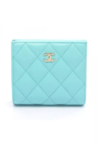 Chanel Pre-Loved Chanel matelasse classic small wallet Bi-fold wallet Caviar skin Emerald green gold