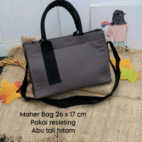 Maher slingbag selempang Tas wanita cewe kasual formal kondangan Kulit PU Polos Kanvas Hitam Cokelat