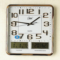 天王星機芯鐘表掛鐘客廳日歷掛表萬年歷電子鐘大號方形靜音石英鐘