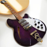 6 Strings Purple Burst Semi Hollow Body Electric Guitar Gloss Varnish , 3 Toaster Pickups, 5 Konbs, Vintage Tuners