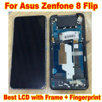 Tested Best 6.67" AMOLED LCD Display Touch Screen Digitizer Assembly Sensor Pantalla with Frame For Asus Zenfone 8 Flip ZS672KS