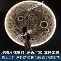 3D立體浮雕月亮裝飾壁畫燈月球燈背景墻創意網紅酒吧壁掛圓形壁燈