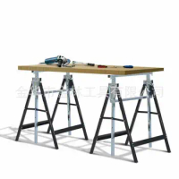 Height-adjustable folding detachable 200KGS iron lift bracket sawhorse support frame woodworking workbench operation saw table
