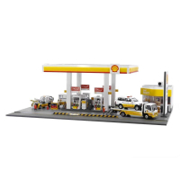 TINY TOYS - Tiny 城市 Bd17 Shell 油站模型套裝 (不包括圖中車仔模型), 包括 : 1. 便利店及油站有燈 2. 配件x24 3. 立體便利店配件 1pc