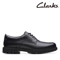 Clarks 男鞋 Batcombe Tie GTX 防水素面粗獷大底正裝休閒鞋 皮鞋(CLM73437C)
