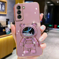 Space Bear Quicksand Mobile Phone Bracket Case for Samsung Galaxy Note 20 Ultra 10 9 8 Note 10 Lite Plus Stand Soft Back Cover