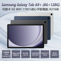 送皮套 福利品Samsung Galaxy Tab A9+(8+128G)可插卡5G WiFi 11吋八核心平板電腦(X216B) 高通八核心