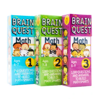 3Packs/Lot Brain Quest Math Grade 1-3 For Kids 6-9 Years Old Original English Textbook Exercises 1000 Questions And Answers Card