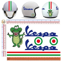 For 1Set Vespa tricolor crocodile helmet stickers discounted around the sticker image Italian flag helmet cropped 6 pcs.